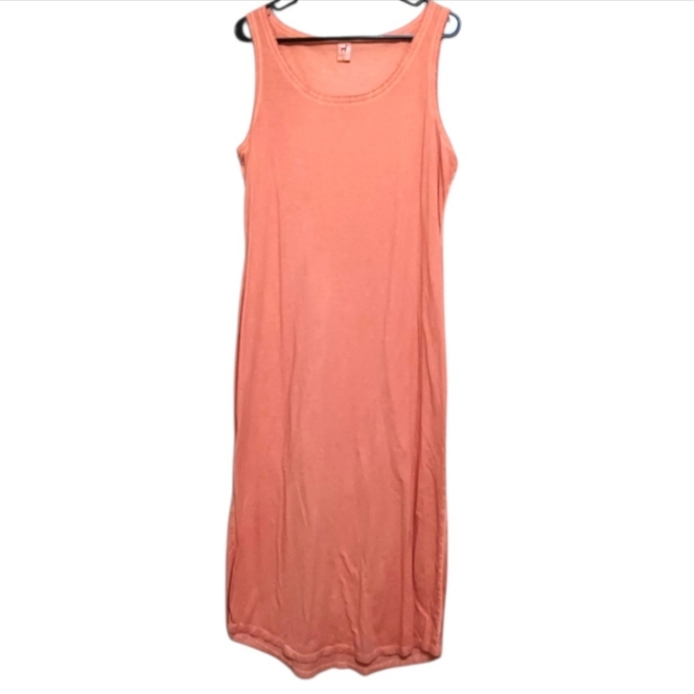 Peruvian Connection Orange Pima Cotton Jersey Knit Maxi Dress